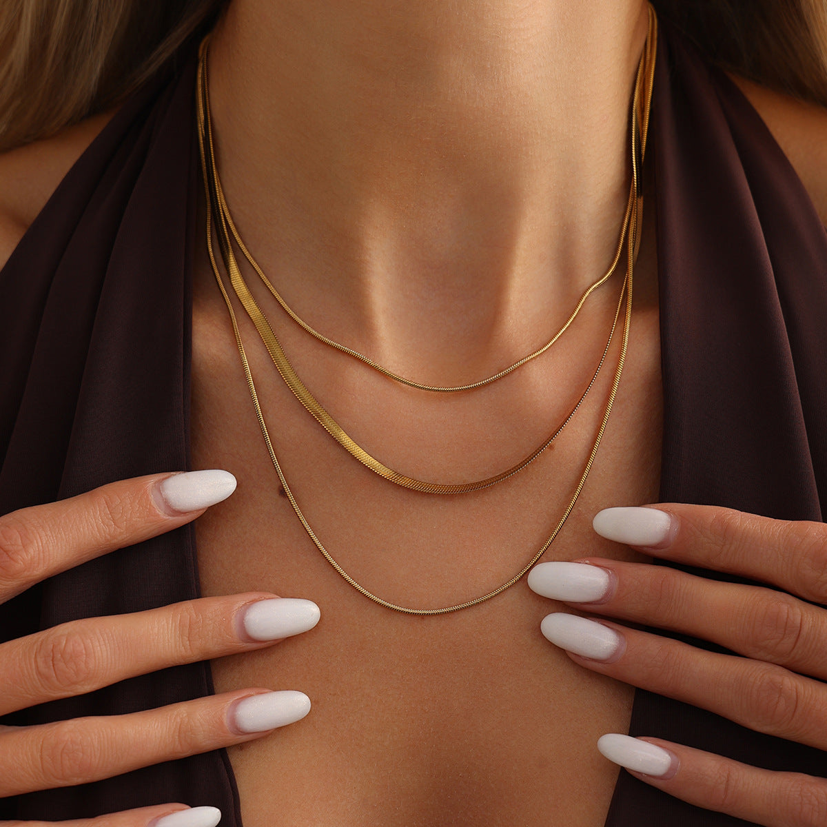 Cool Style Snake Bone Chain Necklace Cross Layered Necklace