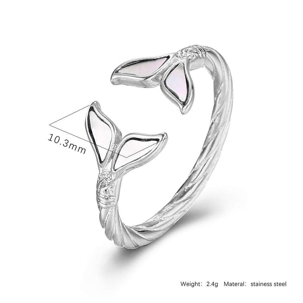 Planderful Everyday Genie Titanium Steel Fishtail Ring For Women Luxury Hand Jewelry