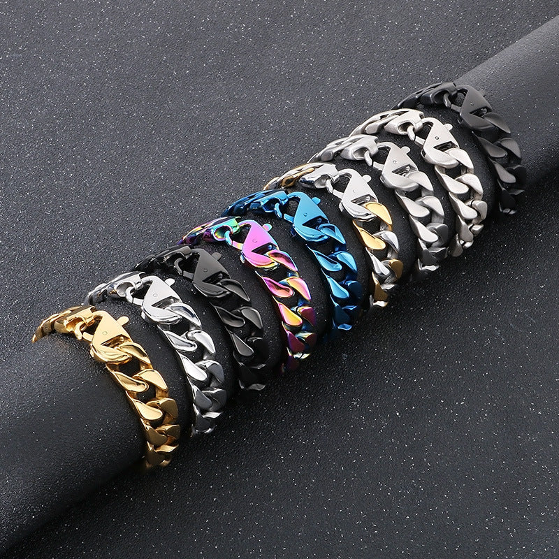Hip-Hop Minimalist Bracelet – Vacuum Electroplated Dopamine Cut-Edge Cuban Chain