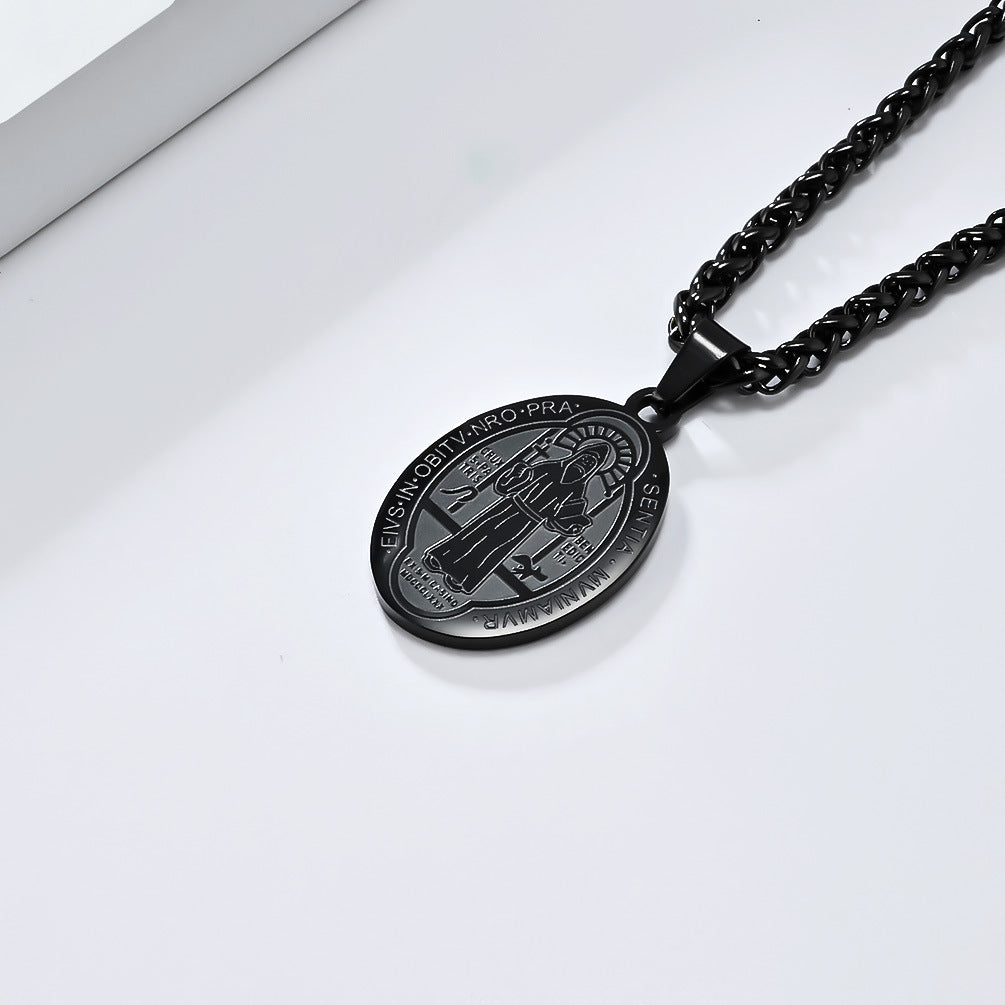 Patron Saint Necklace For Men Durable Titanium Steel Planderful Versatile Cultural Pendant