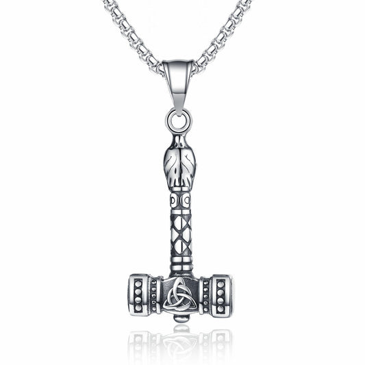 Titanium Steel Necklace – Vintage Men's Thor Hammer Pendant