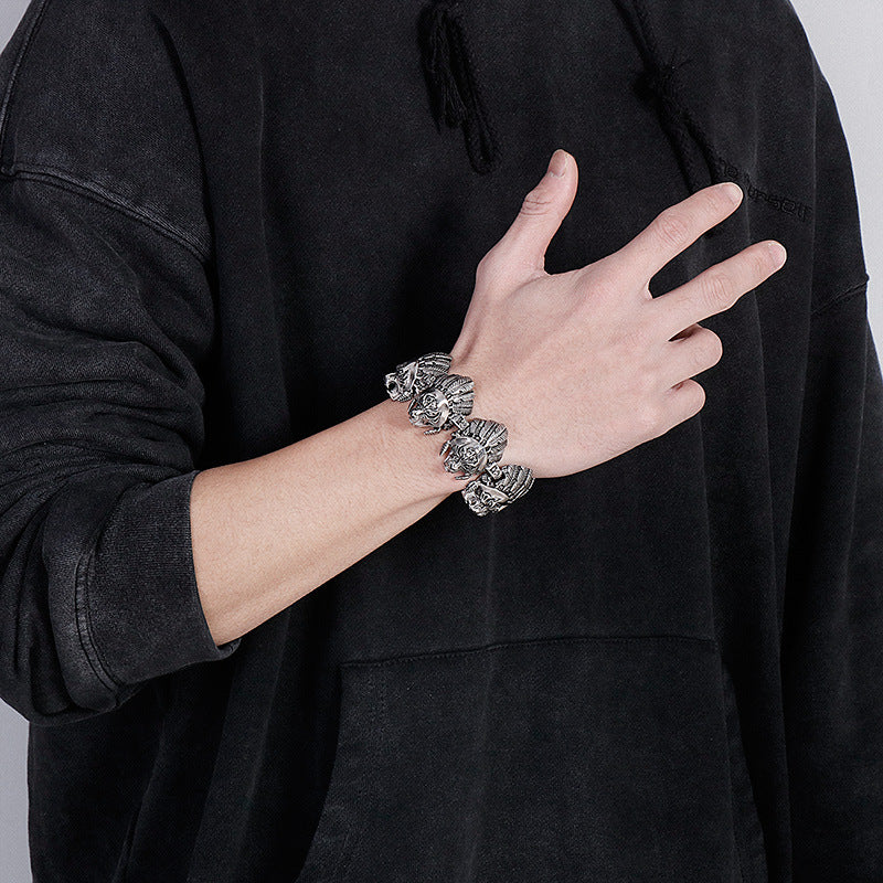 Old – General Soldier Head – Titanium Steel Men's Bracelet