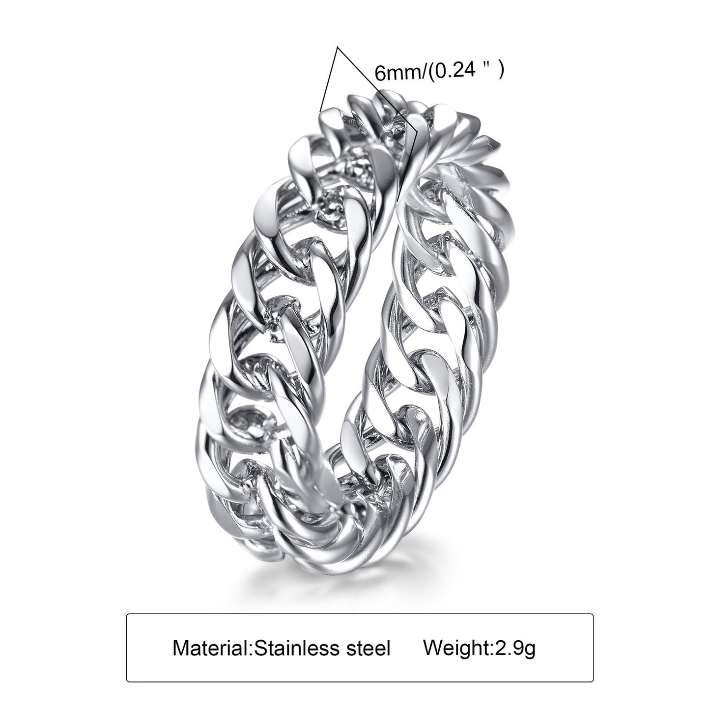 Planderful Everyday Genie Stainless Steel Chain Ring For Women Fade Resistant Hip Hop Style