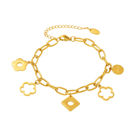 Planderful Lucky Flower Mirror Unisex O Shaped Bracelet