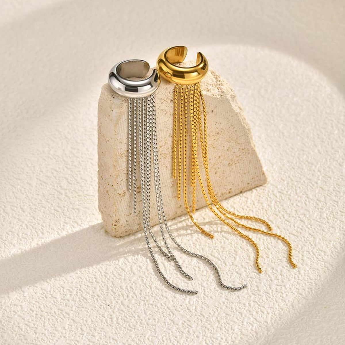 Chain Tassel Ear Cuff — Gold or Silver, Left or Right