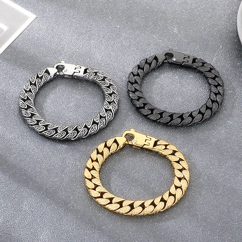 Trends Vacuum Plating Encrypted Cuban Chain Inlaid Zircon Bracelet