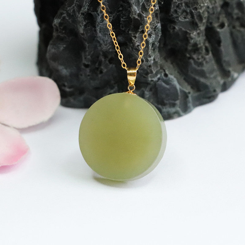 Circular Hotan Jade Sterling Silver Necklace - Fortune's Favor