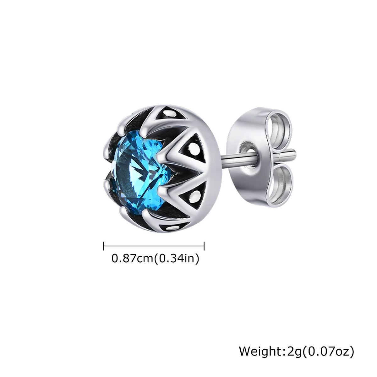 Crown-Set Zircon Single Stud Earring