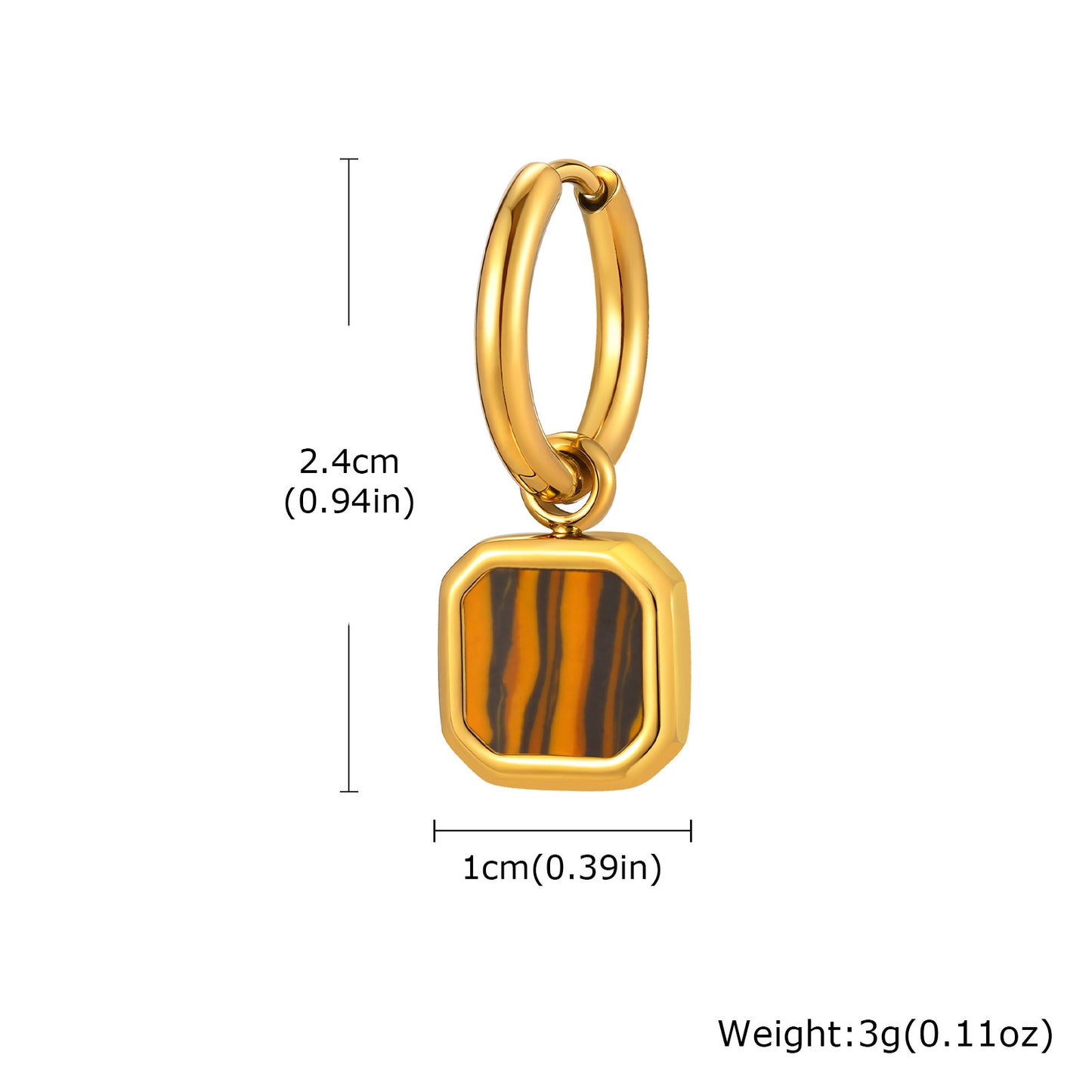 Planderful Stainless Steel Earrings Unisex Bold Tiger Eye