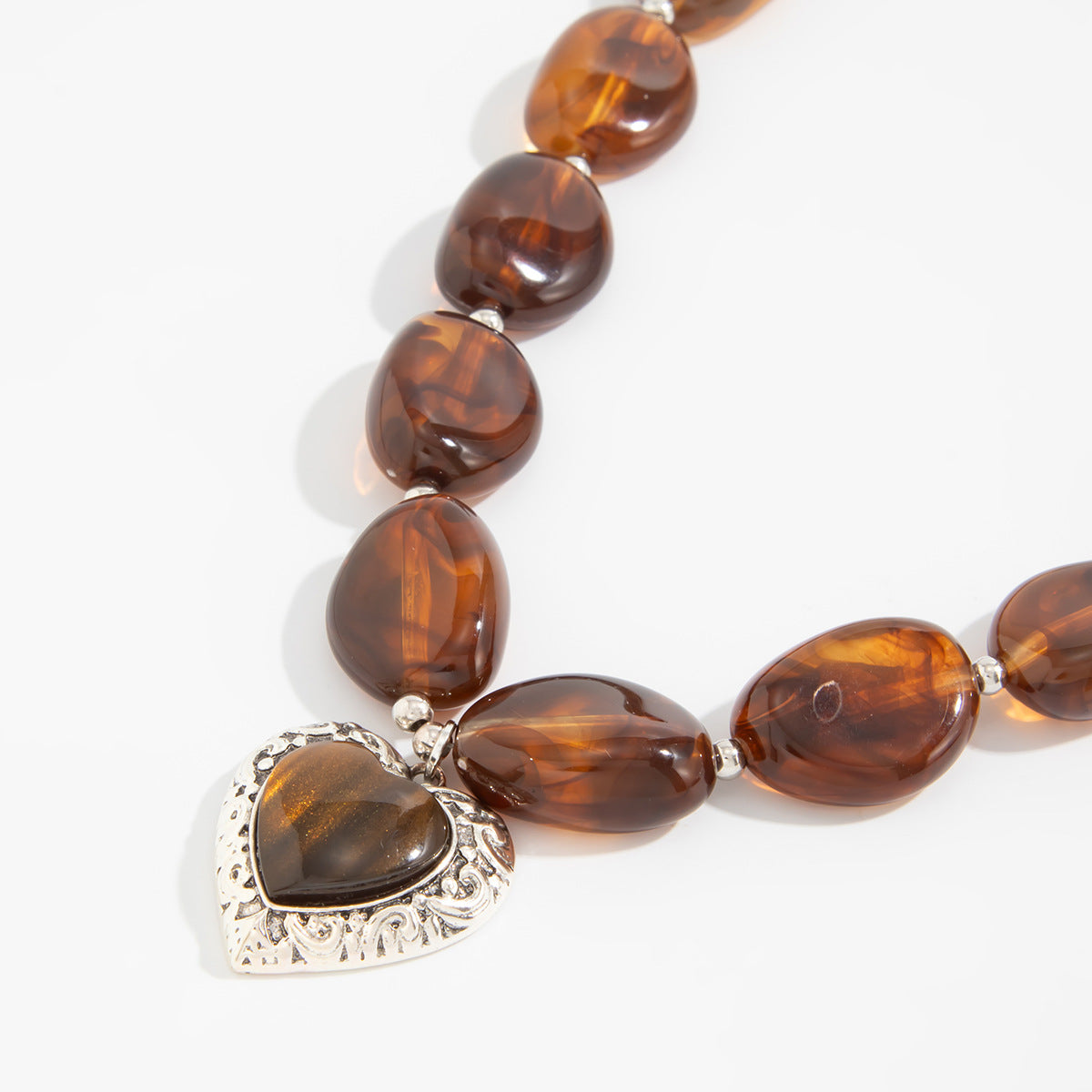 Amber Heart Maillard Bead Necklace