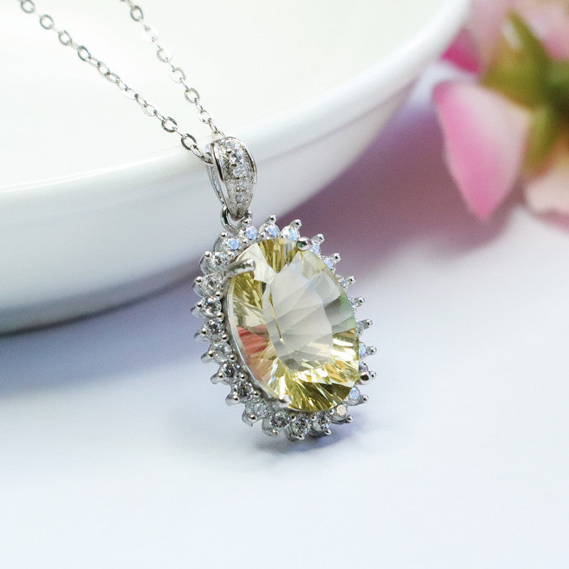 Citrine Silver Pendant — No Chain