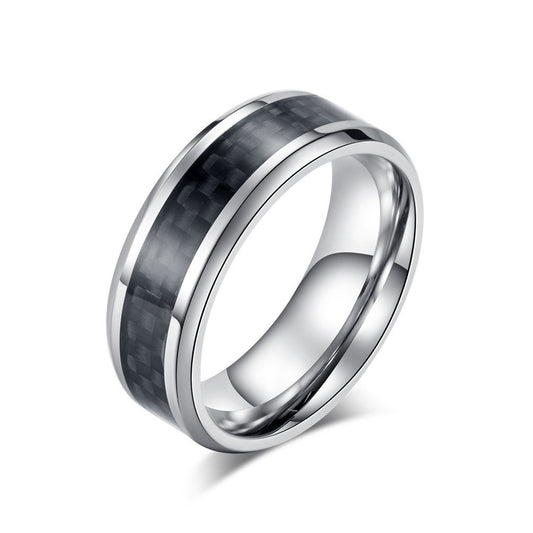 Steel Ring – Elegant Inlaid Carbon Fiber Ring