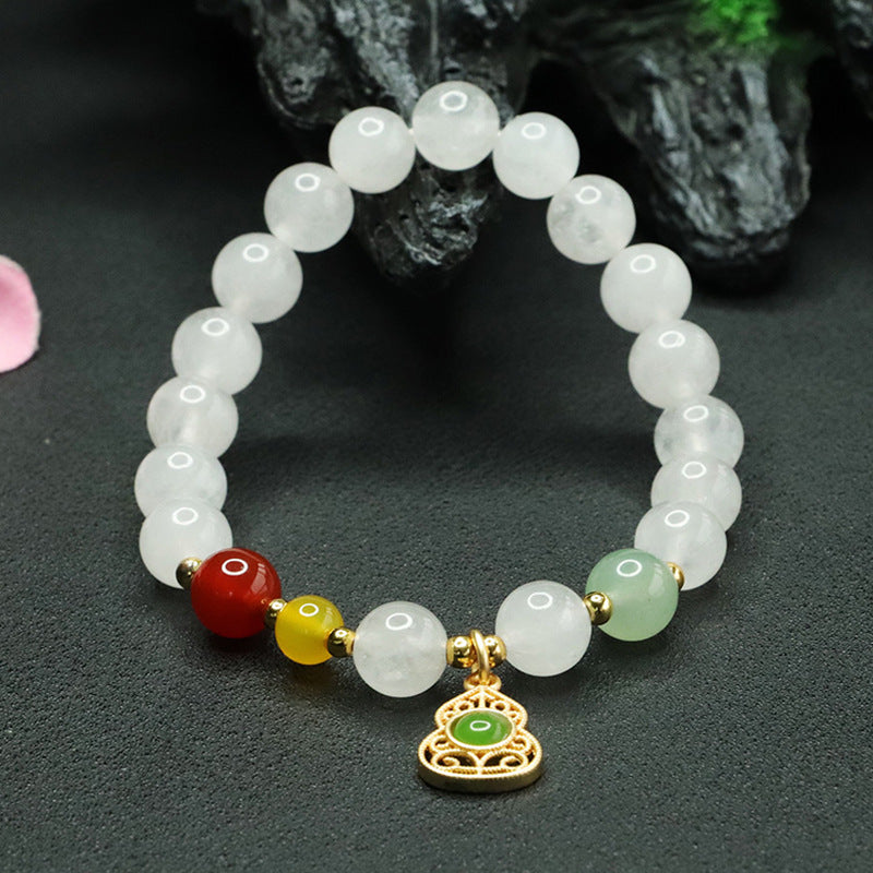 Fortune's Favor Sterling Silver Bracelet with Agate and Jade Gemstones