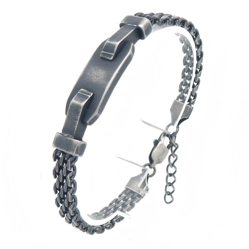 Style Rectangular Plate Mesh Chain Titanium Steel Bracelet Geometric Curved Bar
