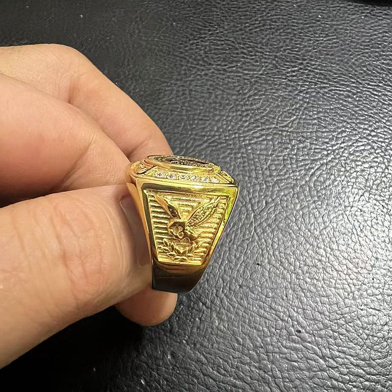 Planderful Stainless Steel Gold Plated Zircon Bold Eagle Mens Ring Size 7 To 13 Everyday Genie