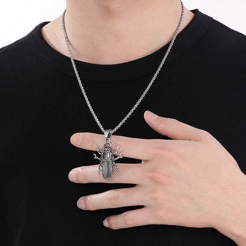 Planderful Beetle Pendant Stainless Steel Retro Mens Pendant