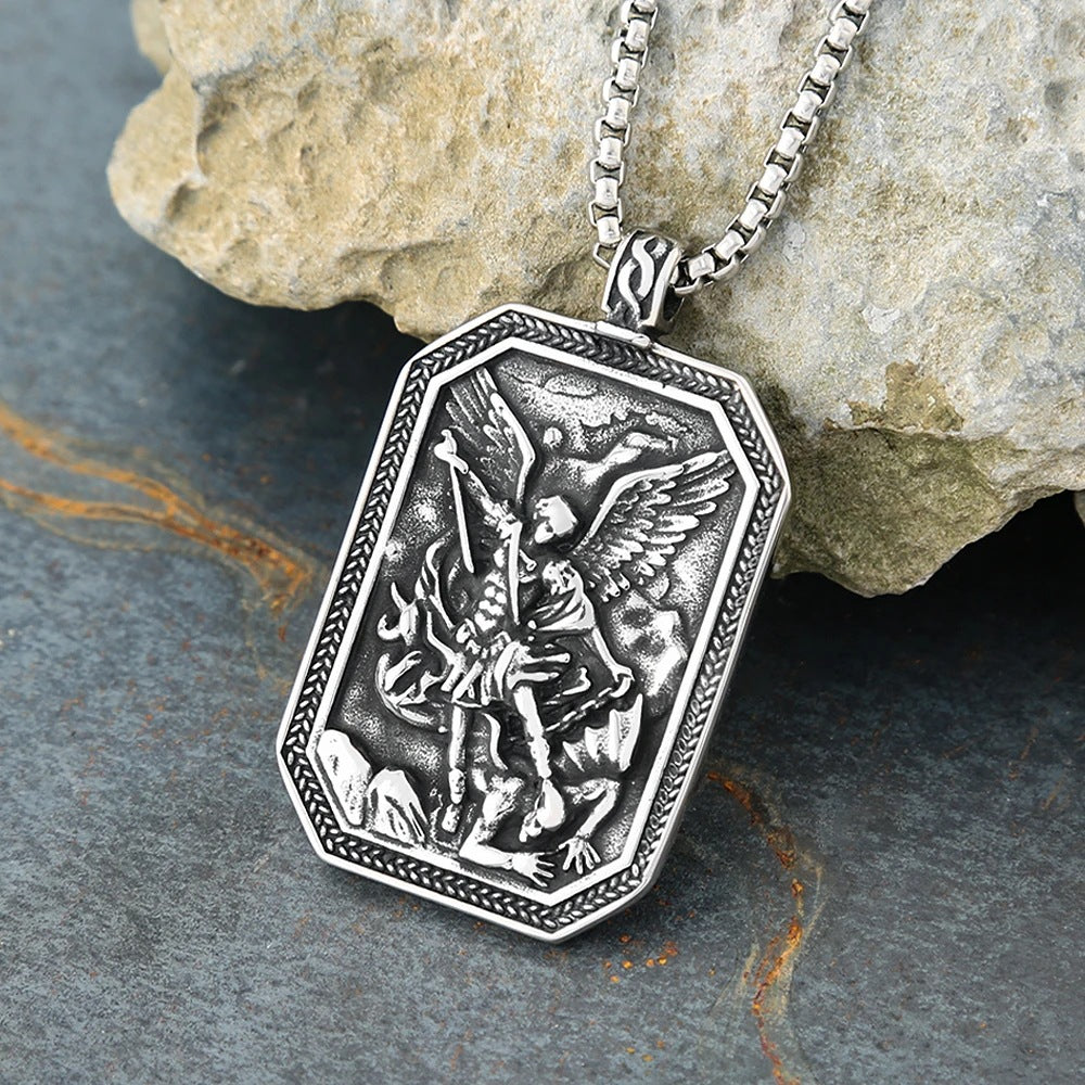 1. Planderful Guardian Angel Pendant Necklace Stainless Steel Unisex Gift for Women and Men