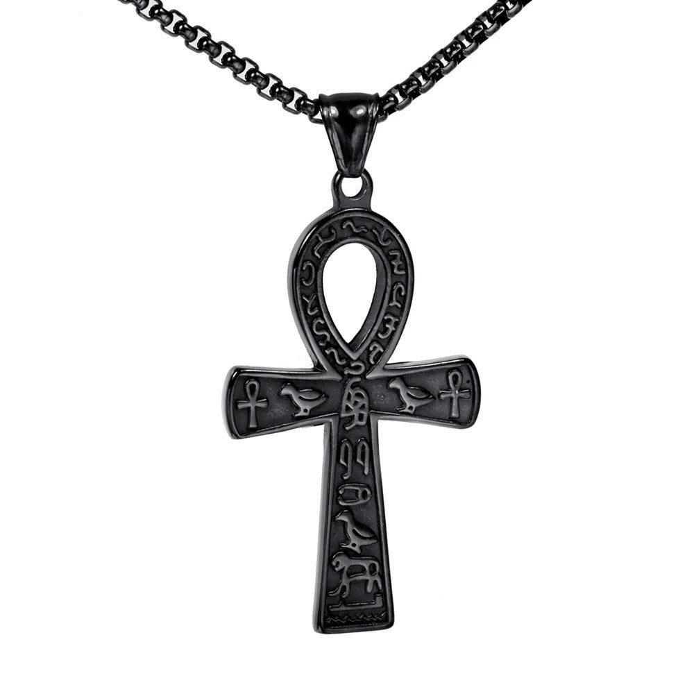 Punk Cross Egyptian Stainless Steel Men's Pendant Necklace