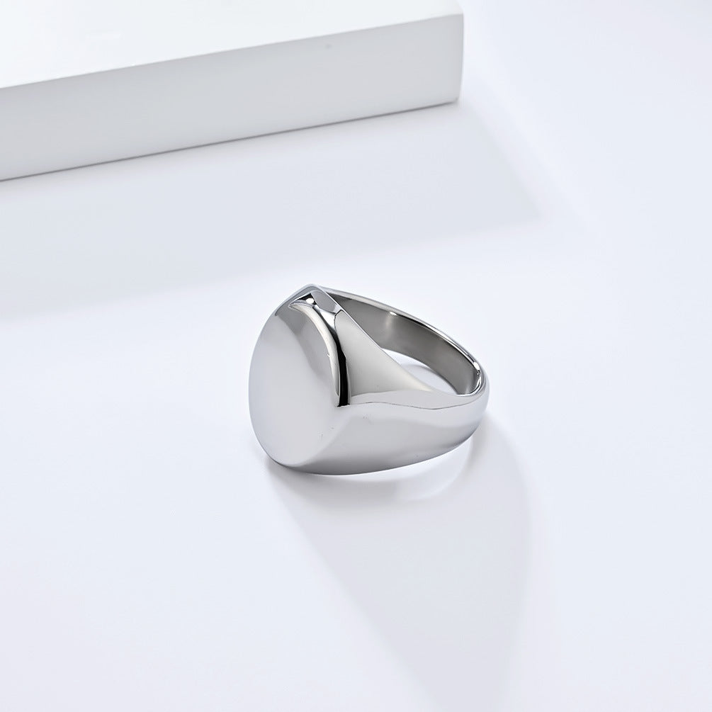 European and American Simple Large Smooth Seal Titanium Steel Ring Jewelry for Men