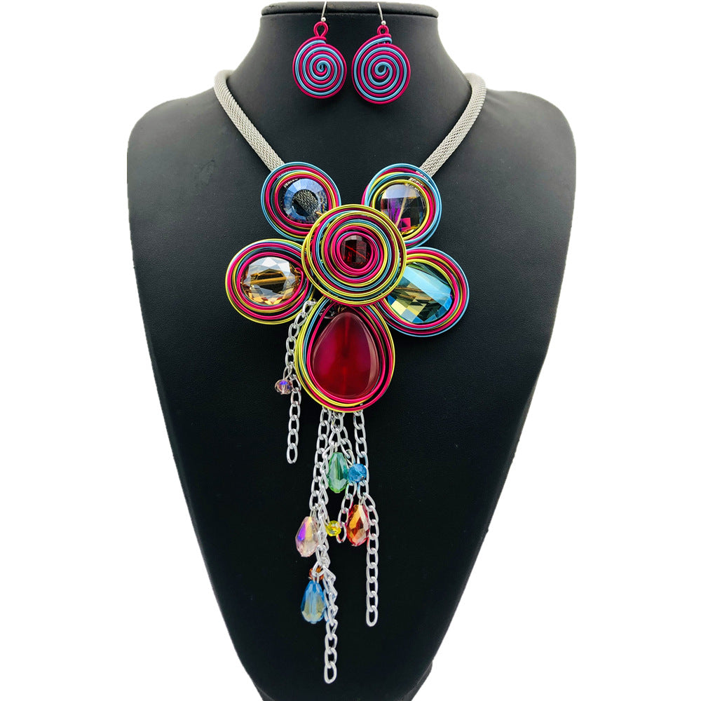 Planderful Savanna Rhythms Necklace Set – Handmade Glass and Alloy Design