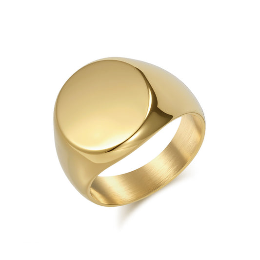 Titanium Steel Mens Ring Planderful Minimalist Seal Pattern Jewelry For Modern Gents