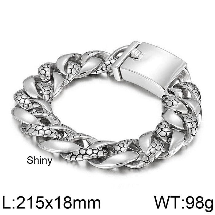 Snake Pattern Titanium Steel Men's Bracelet - Stylish and Customizable Design from Planderful Collection