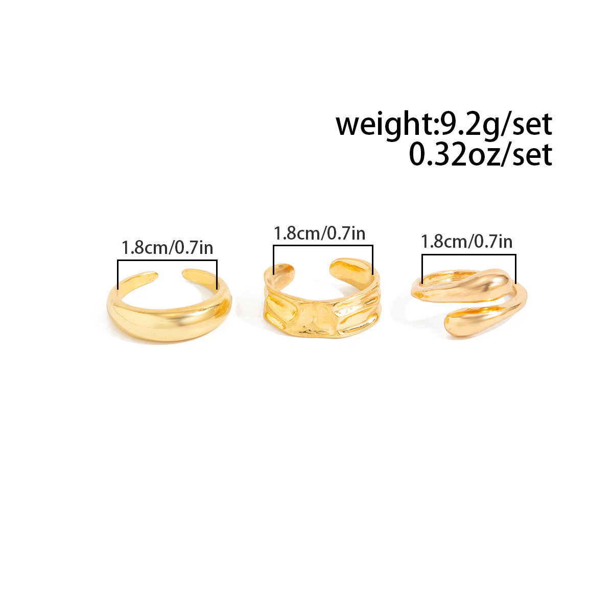 Planderful Collection Vienna Verve Irregular Liquid Fold Open Ring For Women Modern Statement Jewelry