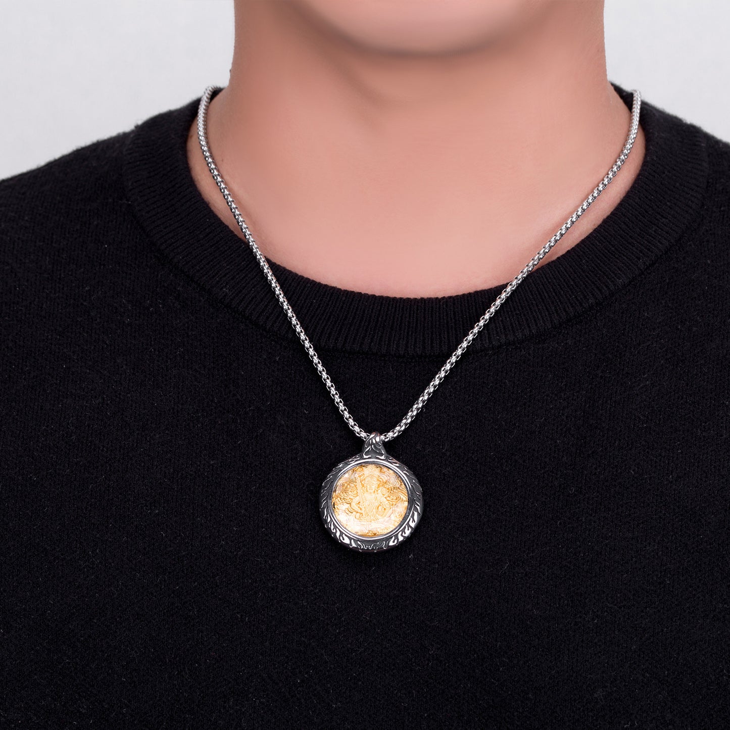 Steel Necklace – Vintage Patron Saints Men's Necklace With Retro Eight Saints Motif And Everyday Jewelry By Planderful