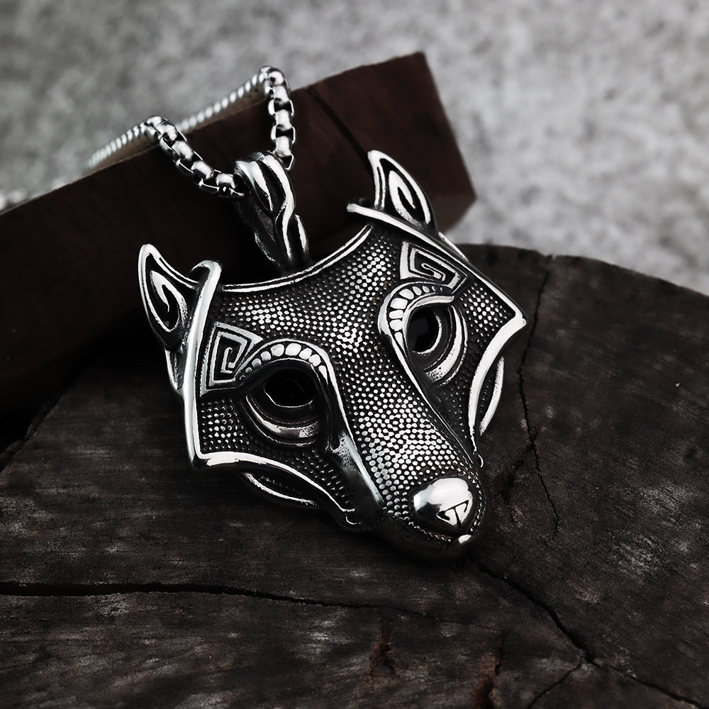 Viking Legend Wolf Head Titanium Steel Pendant Necklace
