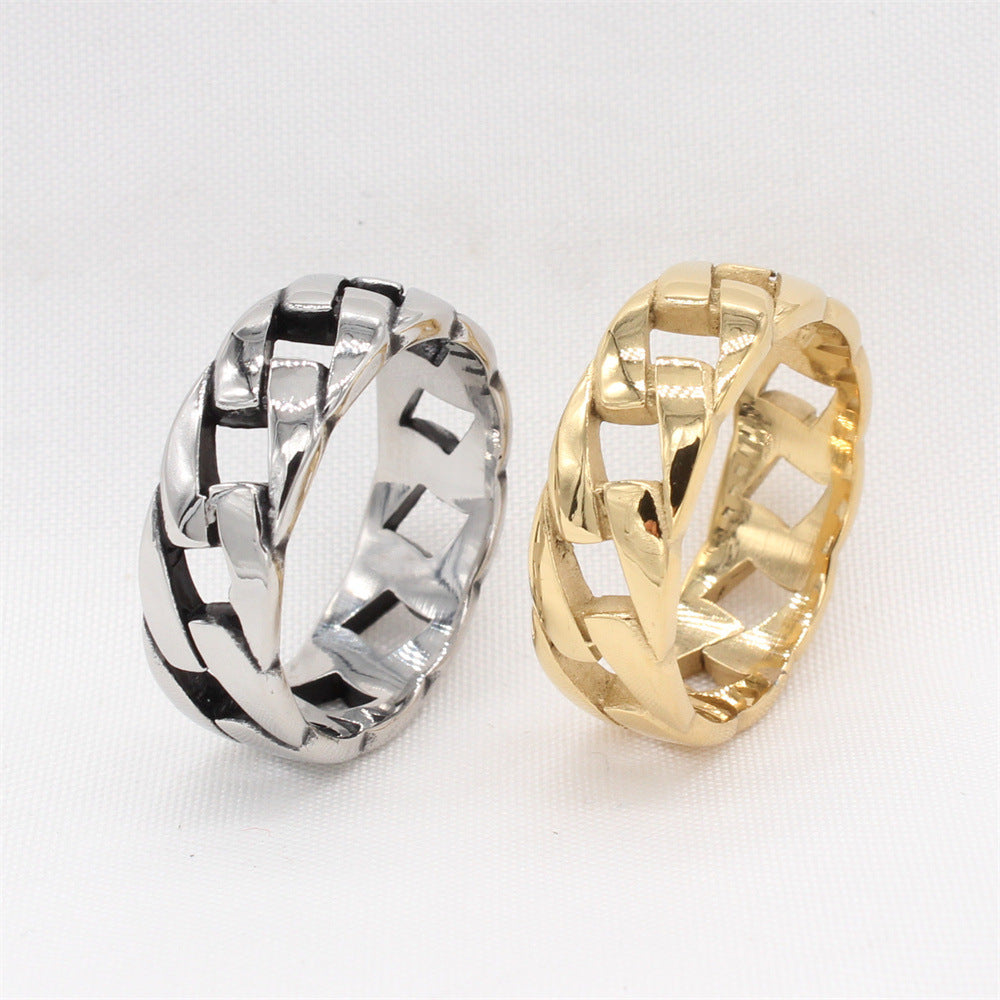 Planderful Everyday Genie – European and American Personalized Retro Chain Men's Titanium Steel Ring