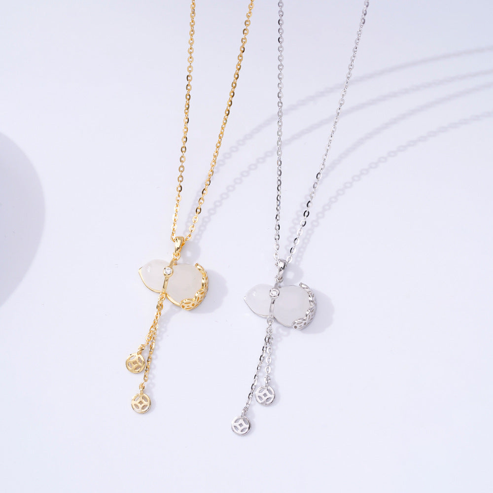 S925 Sterling Silver Gourd Necklace Women's Chinese Retro Jewelry