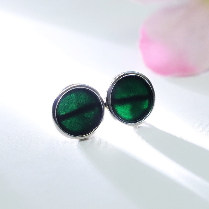 Dark Jadeite Round Stud Earrings