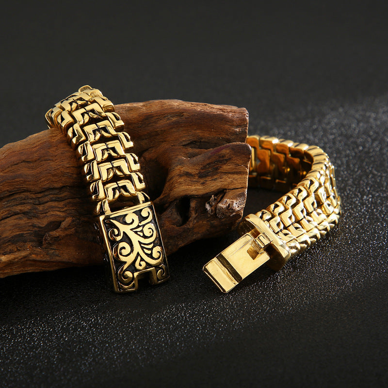 In Europe & The United States – Hip-Hop Flower Men's Titanium Steel Bracelet