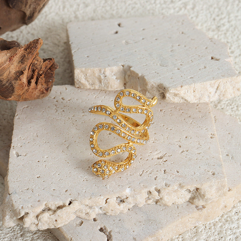 Exaggerated Personality Snake Design Women's Fashion Ring