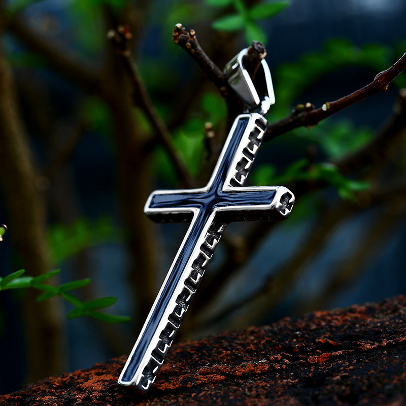 Retro Double-Sided Titanium Steel Pendant Jewelry for Men - Wholesale Stainless Steel Cross Epoxy Design