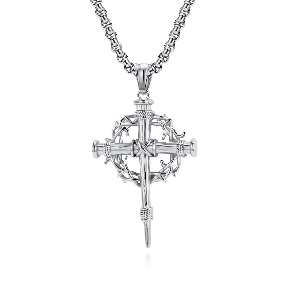 Punk Cross Stainless Steel Men's Pendant Necklace