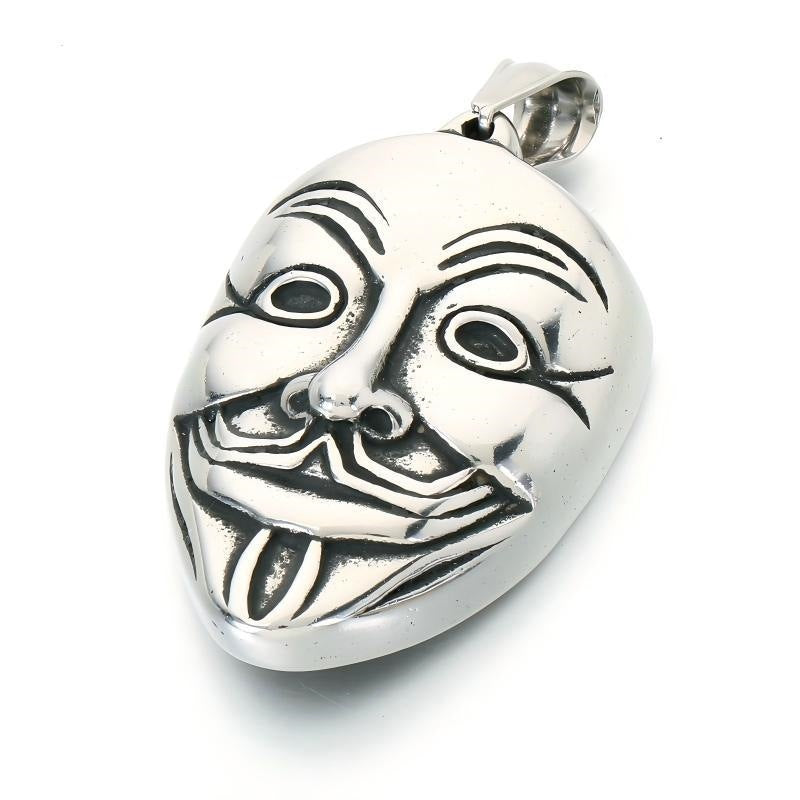 Dark Rock Clown Mask Pendant Punk Wind Smear Snake Hair Witch Stainless Necklace