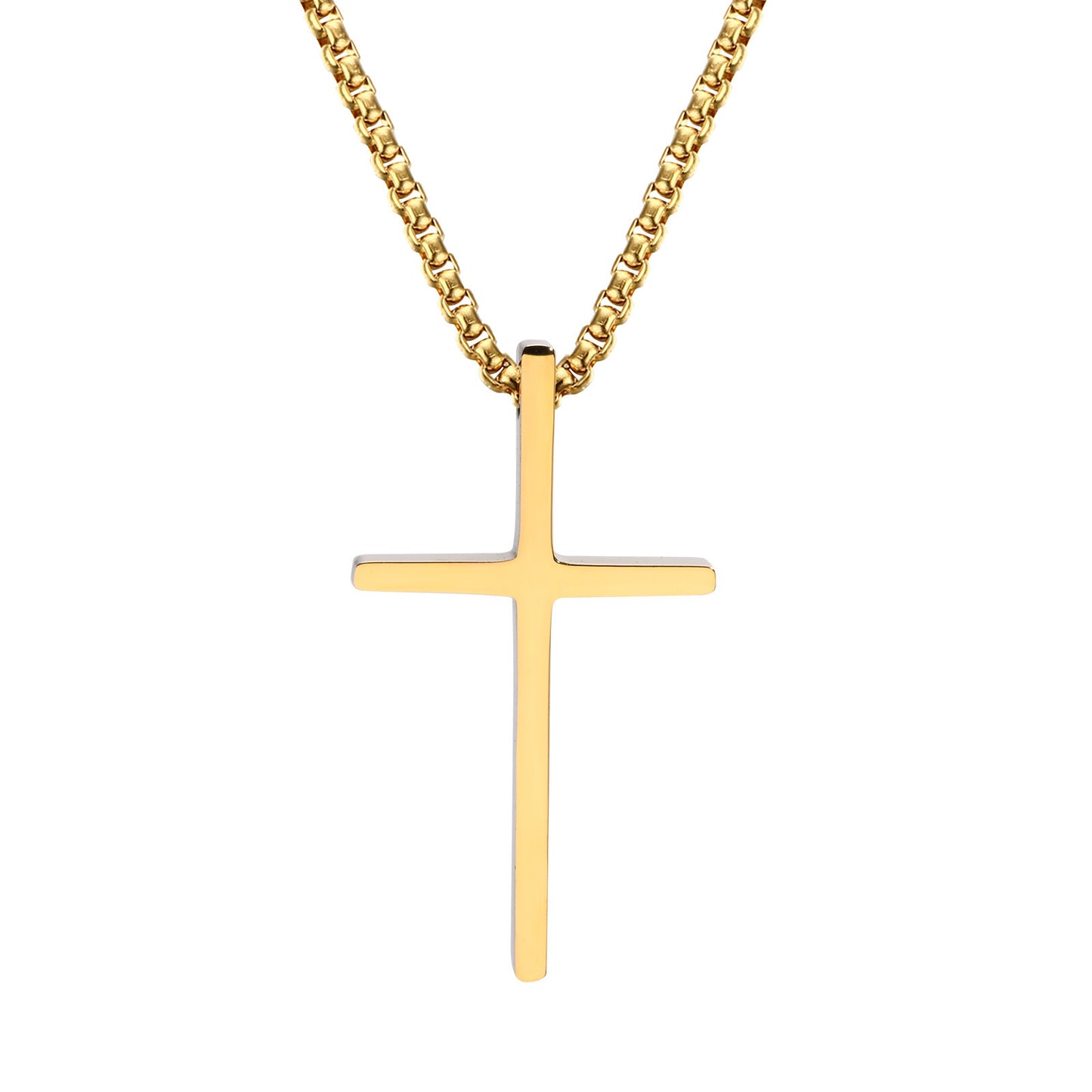 Stainless Steel Bare Cross Pearl Chain Necklace for Men and Women