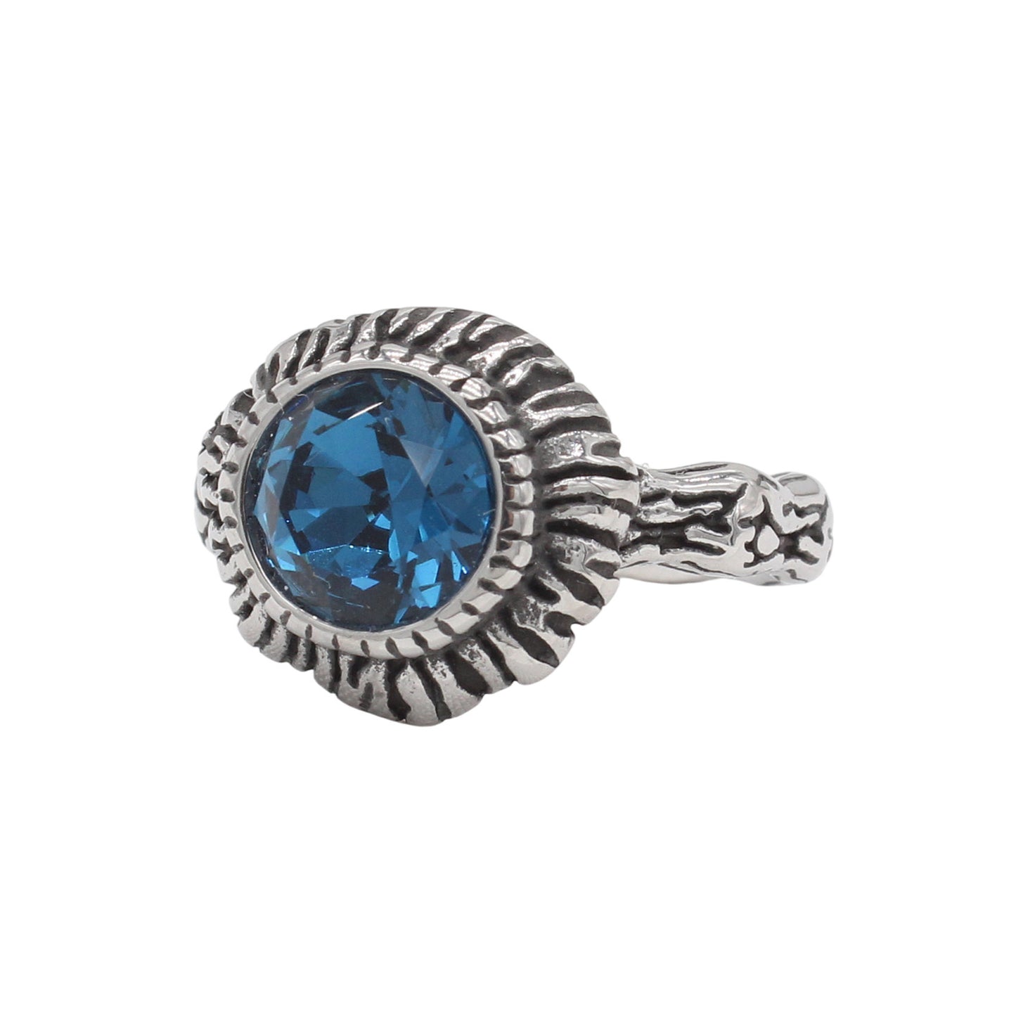 Planderful Everyday Genie – European and American Personalized Retro Sun Gemstone Men's Titanium Steel Ring