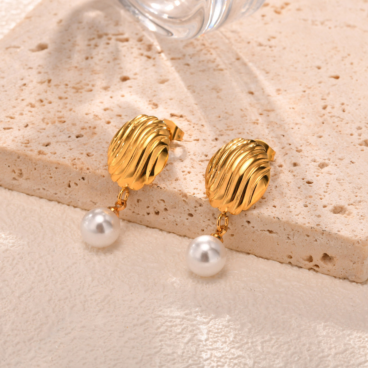 Stainless Steel Pearl Earrings