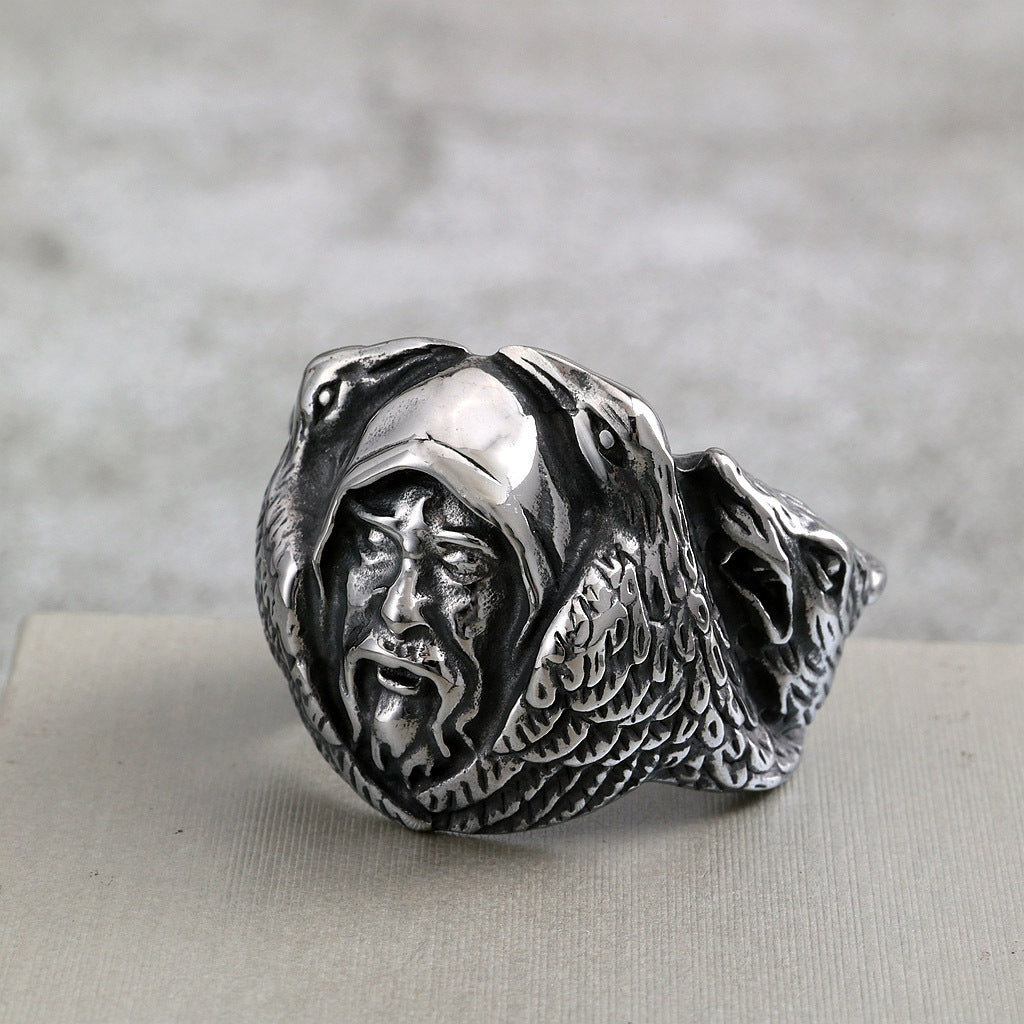 Vintage Viking Wolf Stainless Steel Men's Ring