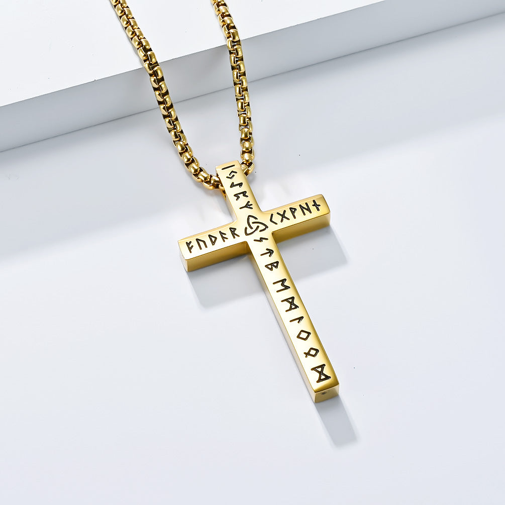 Timeless Nordic Viking Titanium Steel Cross Pendant for Men