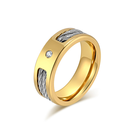Planderful Stainless Steel Inlaid Zircon Ring Unisex Everyday Genie Light Luxury Jewelry