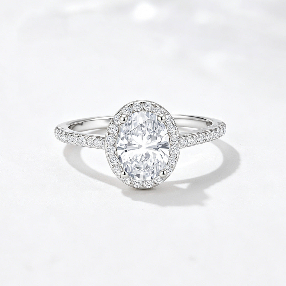 S925 Sterling Silver  Ring Engagement Ring Oval Zircon Simulation Diamond