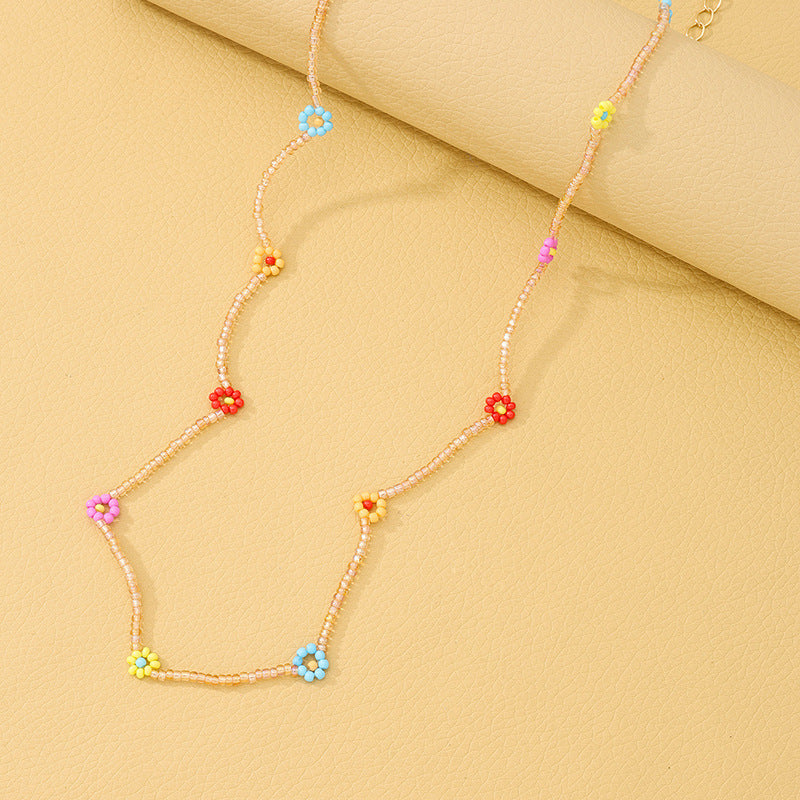 Colorful Floral Beaded Necklace - Vienna Verve Collection