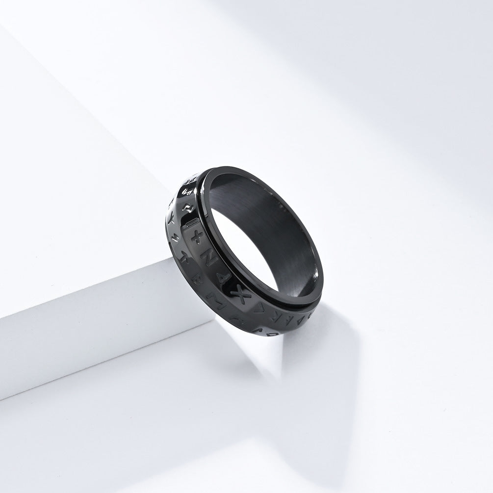 Nordic Viking Rotatable Titanium Steel Ring for Men