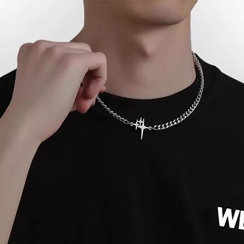 Planderful Jewelry Star Necklace In Titanium Steel Chain Premium Clavicle Pendant For Everyday Glamour