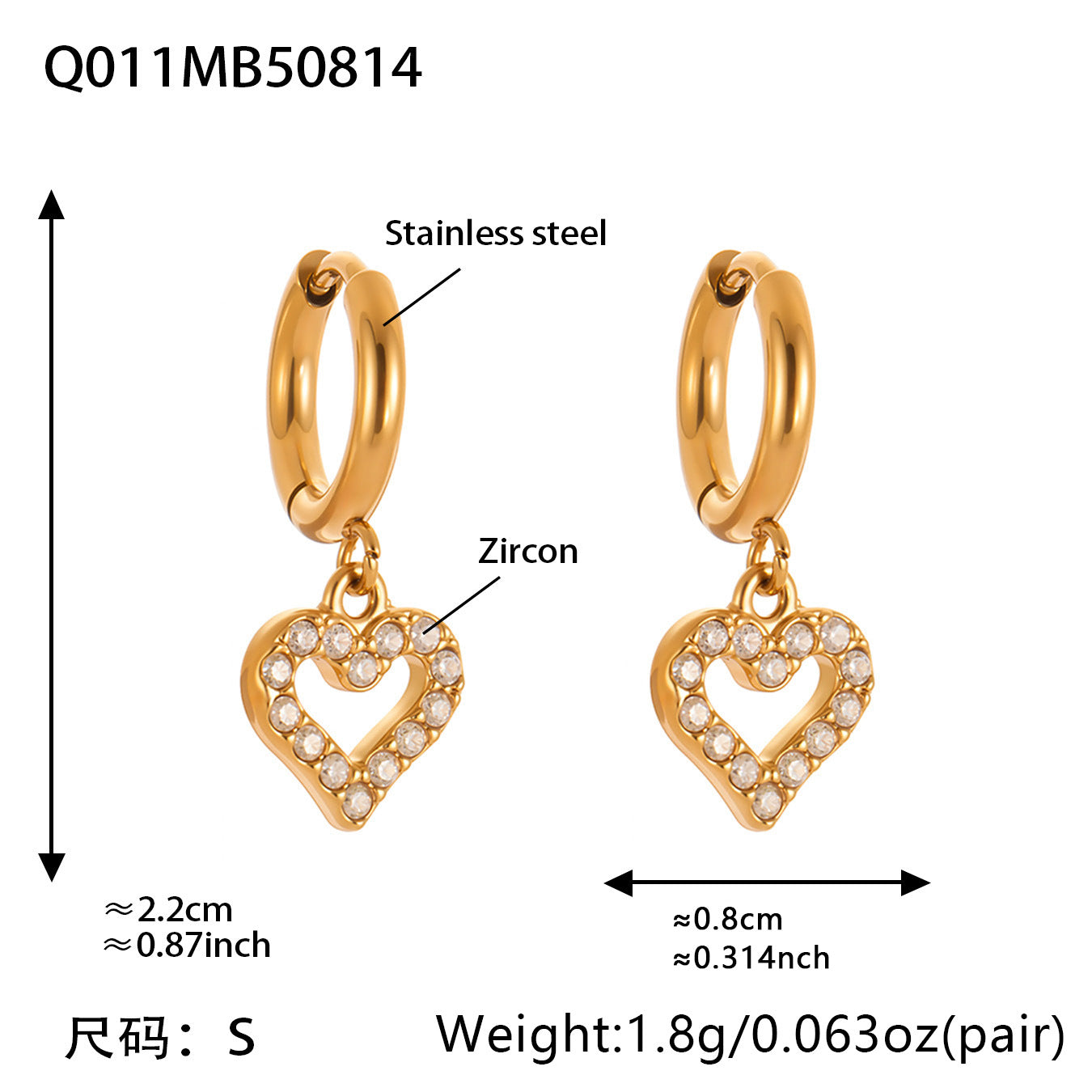 Planderful Peach Heart Hollow Titanium Earrings For Women