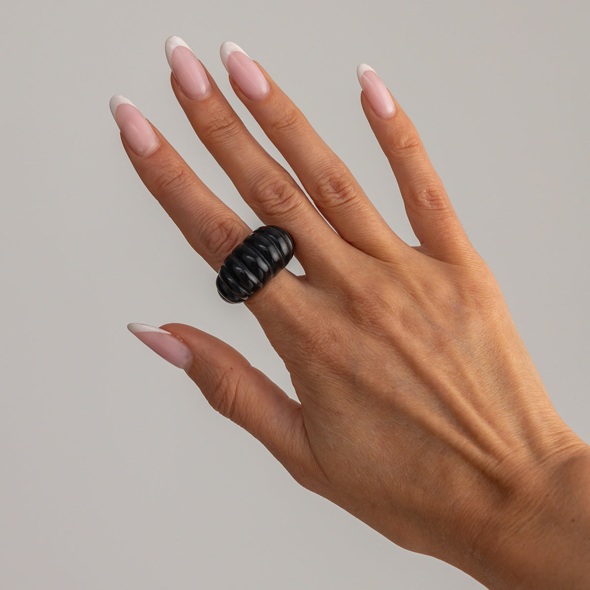 Planderful Resin Ring Vienna Verve Retro Color Striped Wide Face Bold Statement Jewelry For Trendsetters
