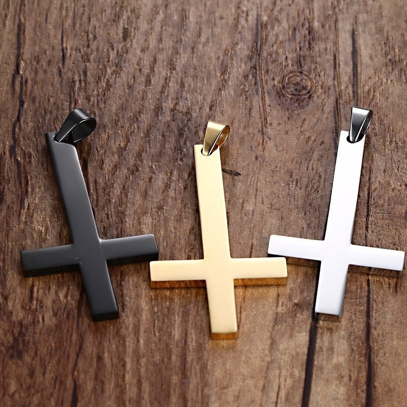 Stainless Steel Jewelry Wholesale 55MM Upside Down Cross